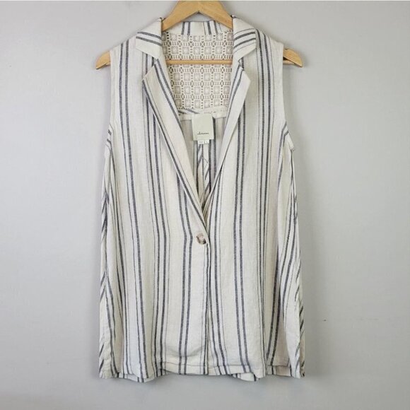 ANTHROPOLOGIE Elevenses Minaret Vest Linen Crochet S - Picture 13 of 13